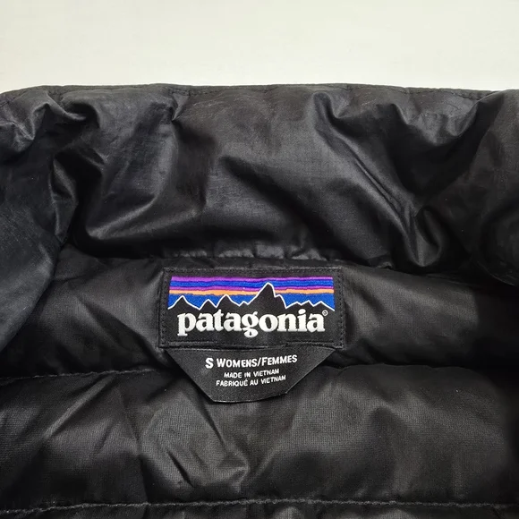 Patagonia Goose Down Puffer Vest Zip Up Black Women's Size Small Goosedown - Picture 5 of 7